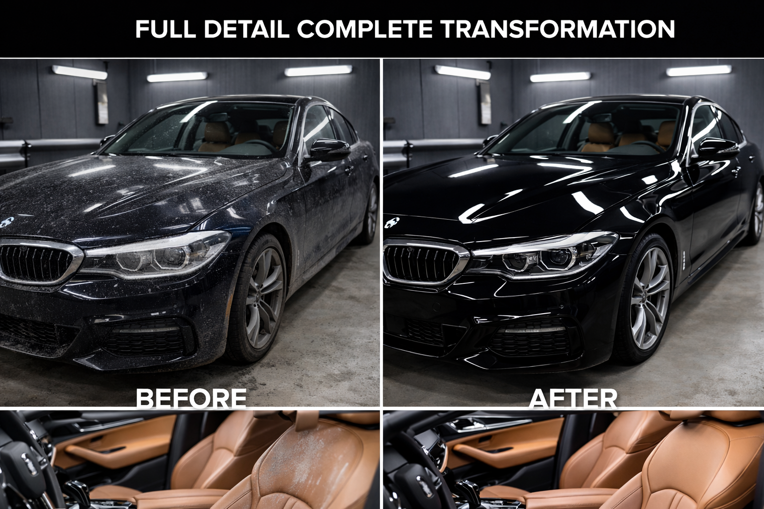 Full detail before and after transformation on BMW